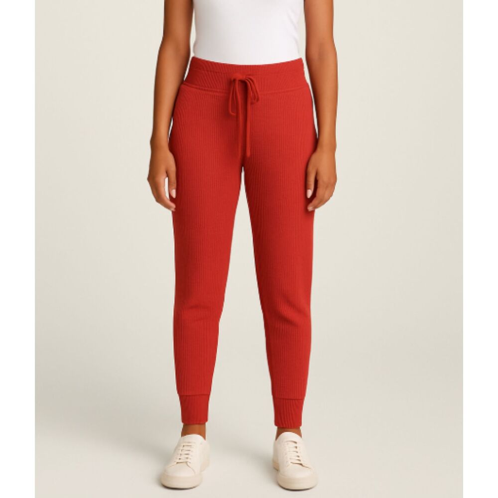 PINK Active Waffle Knit Joggers Red Women’s Size L High Waist Lounge Pants
